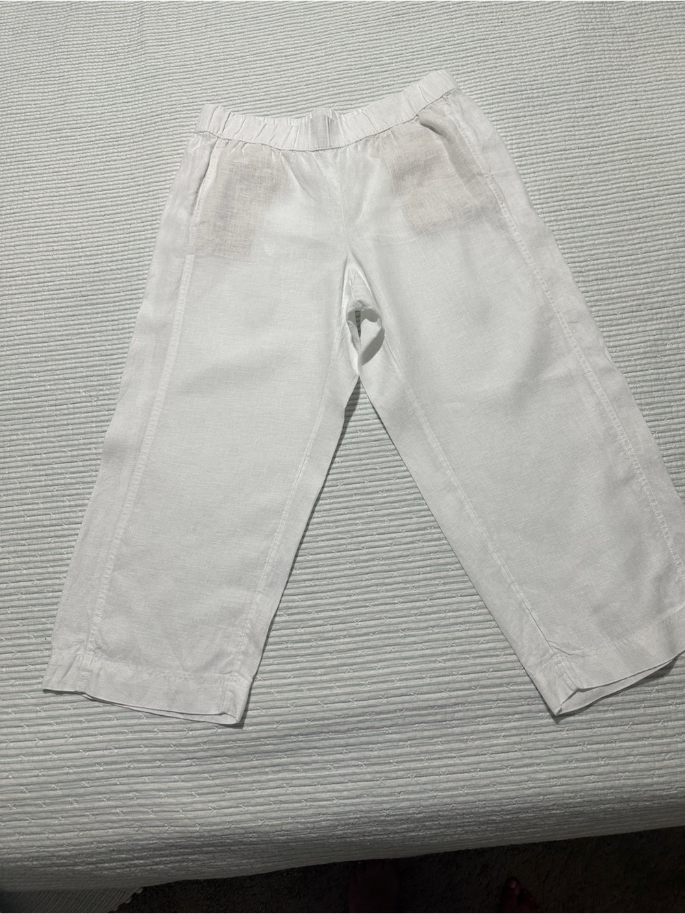 J. Jill White Cropped Pull-On Linen Pants